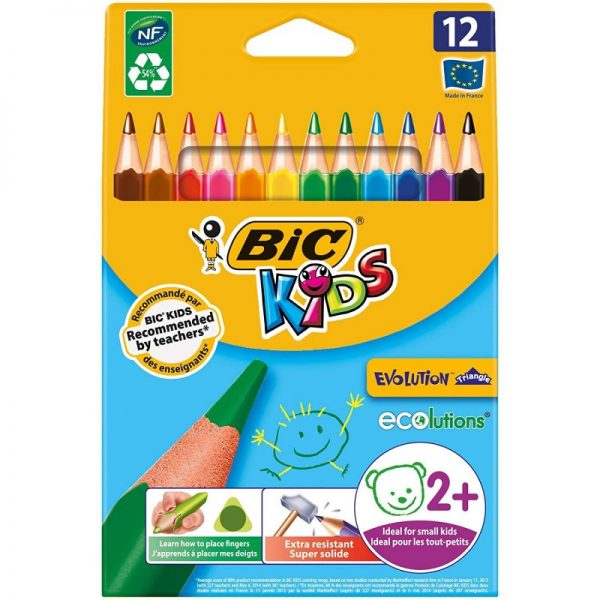 Crayons de Couleurs Kids Evolution Triangle boîte de 12– BIC