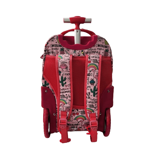 Trolley 18'' 4 Poches Tissu Imperméable avec Grandes Roues Silencieuses Durables & Résistantes au Choc - Motif Fille - UNISTYLE